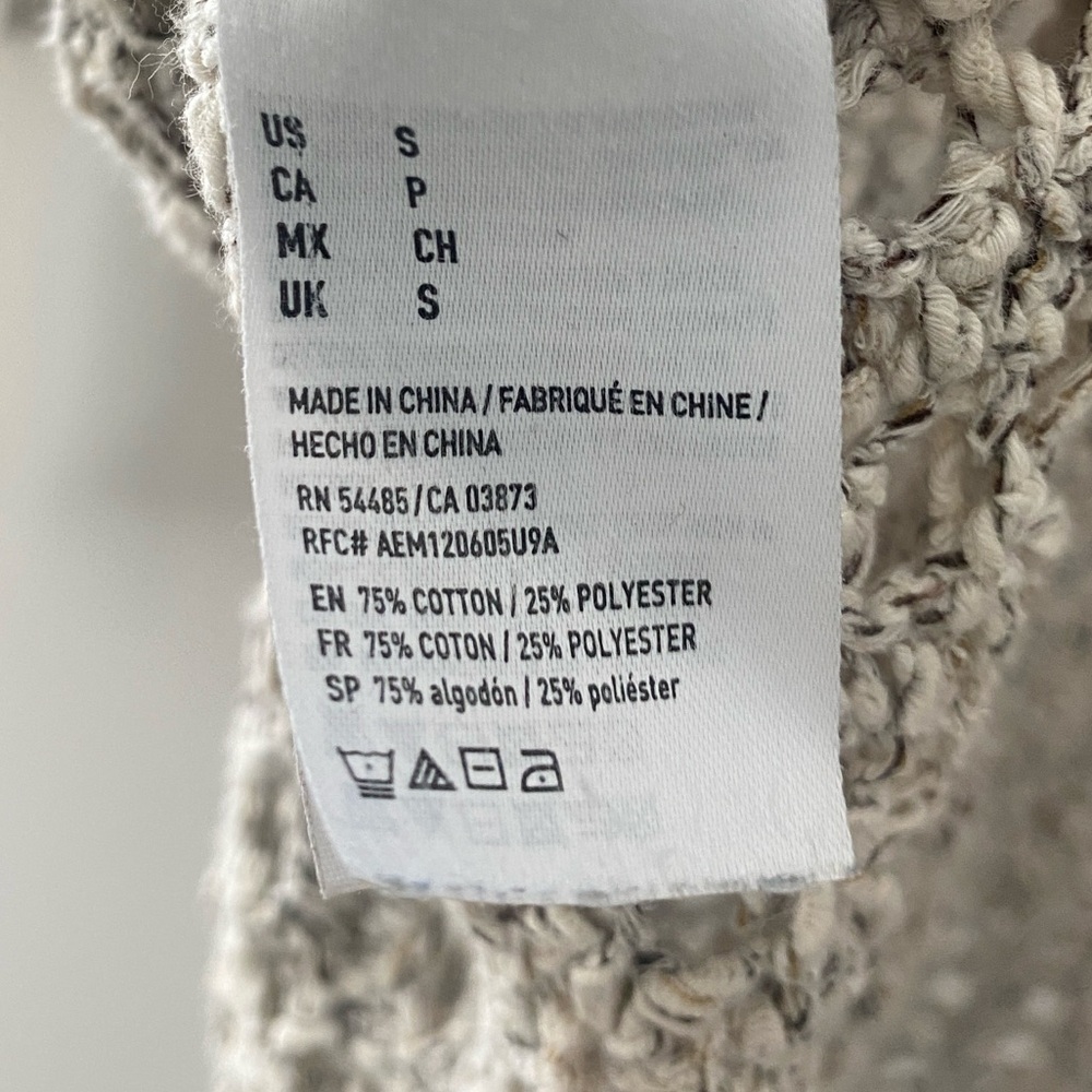 AMERICAN EAGLE Open Knit Crochet Beige Pullover Sweater Womens Small Beach Boho - Picture 7 of 10